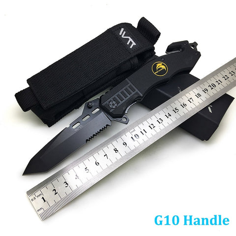 Black steel foldable knife