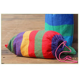 Rainbow colored both a bag and a hammock