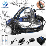 6000 lumen waterproof portable head lamp (18650 battery life)