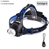 6000 lumen waterproof portable head lamp (18650 battery life)