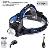 6000 lumen waterproof portable head lamp (18650 battery life)