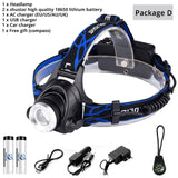 6000 lumen waterproof portable head lamp (18650 battery life)