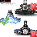 50000LM head lamp bag set (18650 battery life)