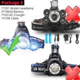 50000LM head lamp bag set (18650 battery life)