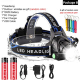 10000lum Powerful head lamp (2*18650 battery life)